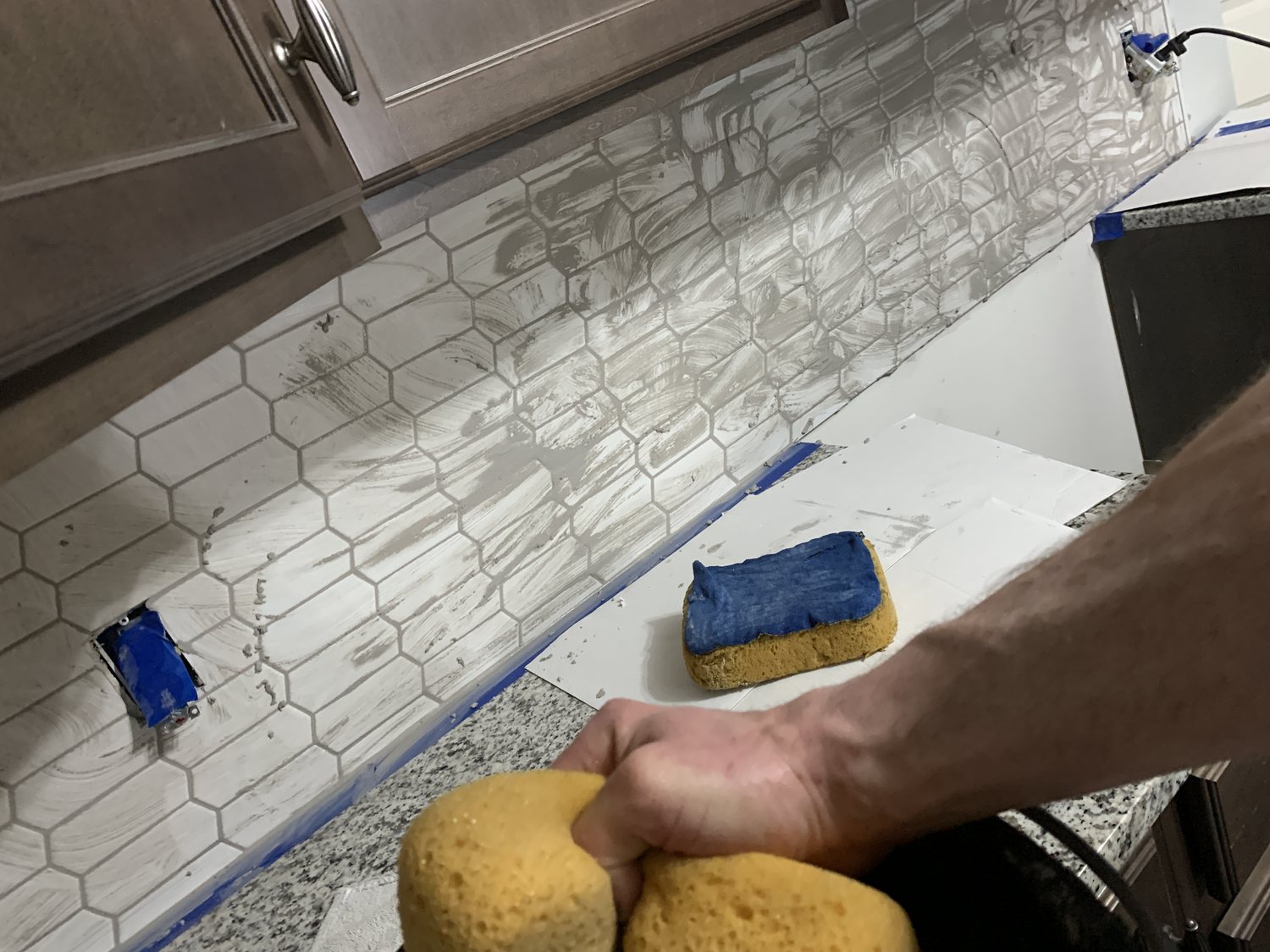 Decorative tile backsplash installation